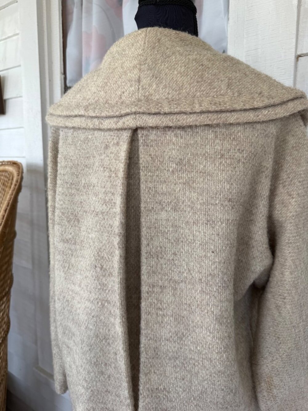 Vintage 50s "A Present Vogue" Short Wool Open Overcoat Beige M/L - Picture 15 of 16